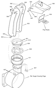 Discharge Chute Diagram and Parts List for 629117X31A 2004 Briggs and Stratton Snow Blower